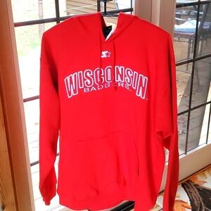 Team Starter Embroidered Wisconsin Badgers Red‎ Long Slv Sz. L Sweatshirt
